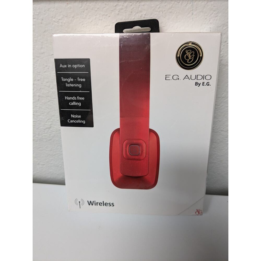 E.G. AUDIO By E.G. Wireless Headphones Red noise cancelling handsfree call NIB